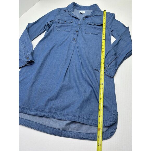 Old Navy Chambray Shirt Dress Womens Small Button Front Pockets Long Sleeve Blue - Picture 6 of 15